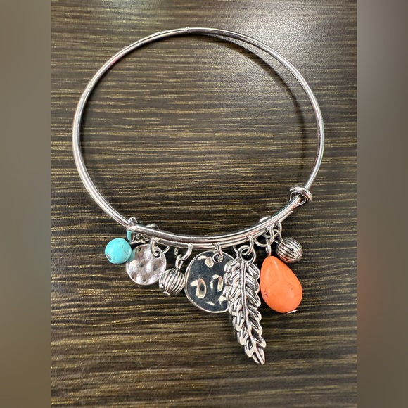 Silver and Orange Charm Bracelet - Picture 1 of 2